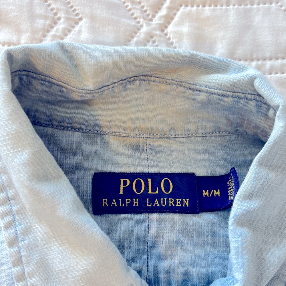 Mens button down polo denim shirt - Picture 2 of 3